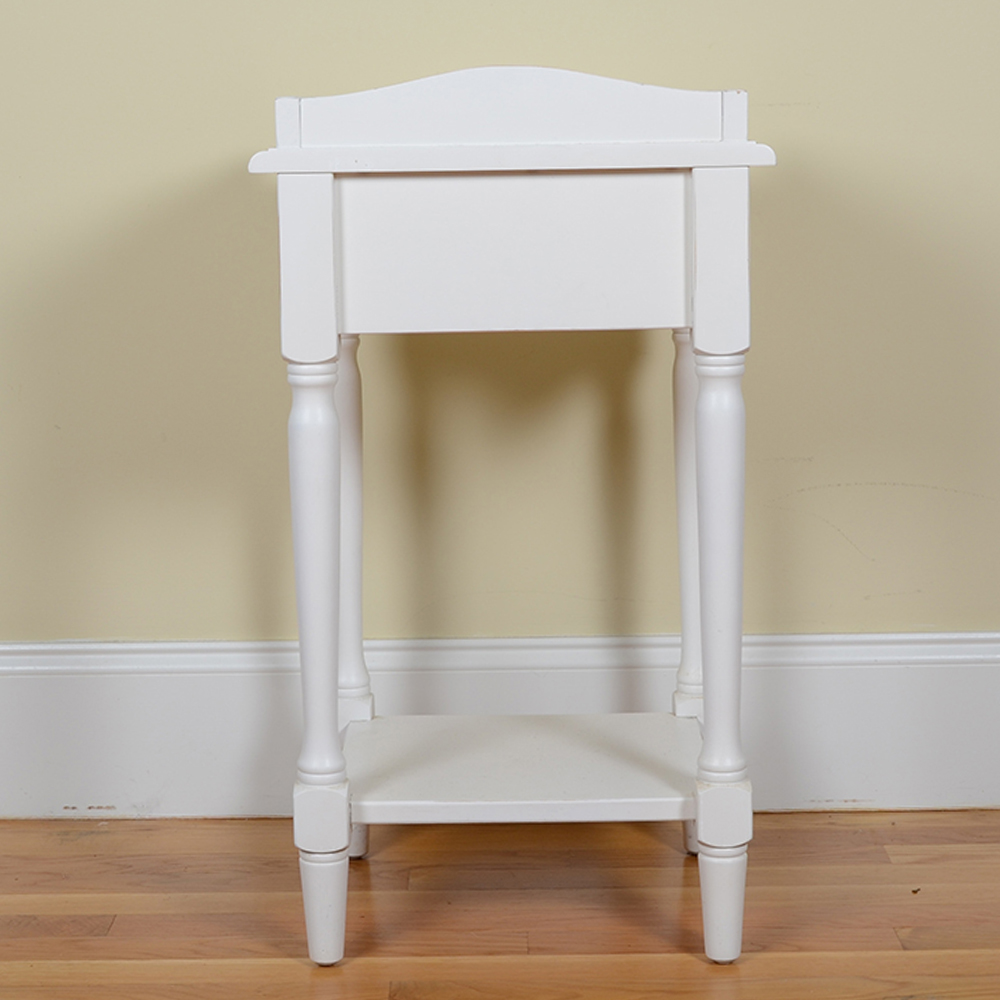 White Wooden Side Table with Drawer EBTH