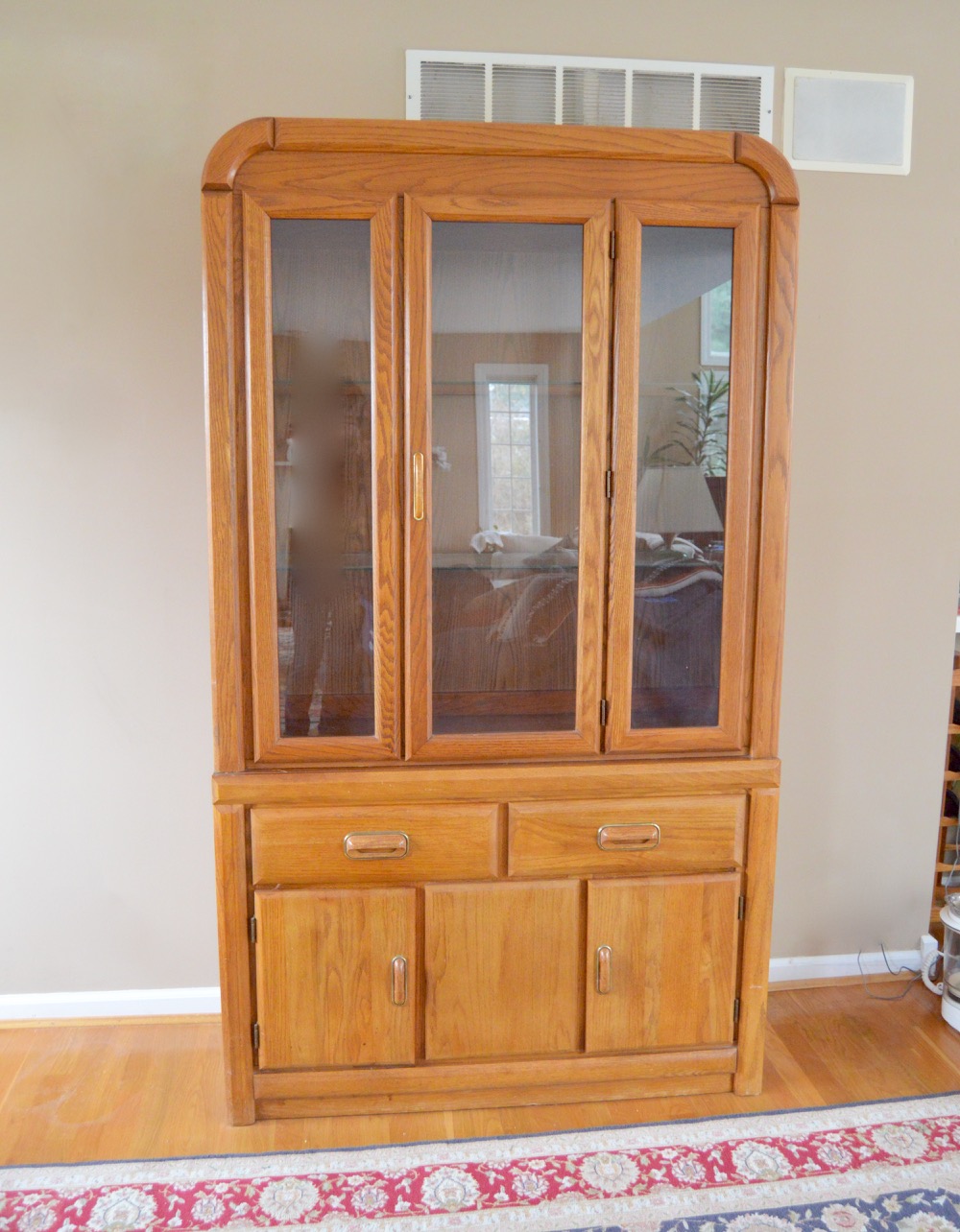 Oak China Cabinet By Broyhill Ebth