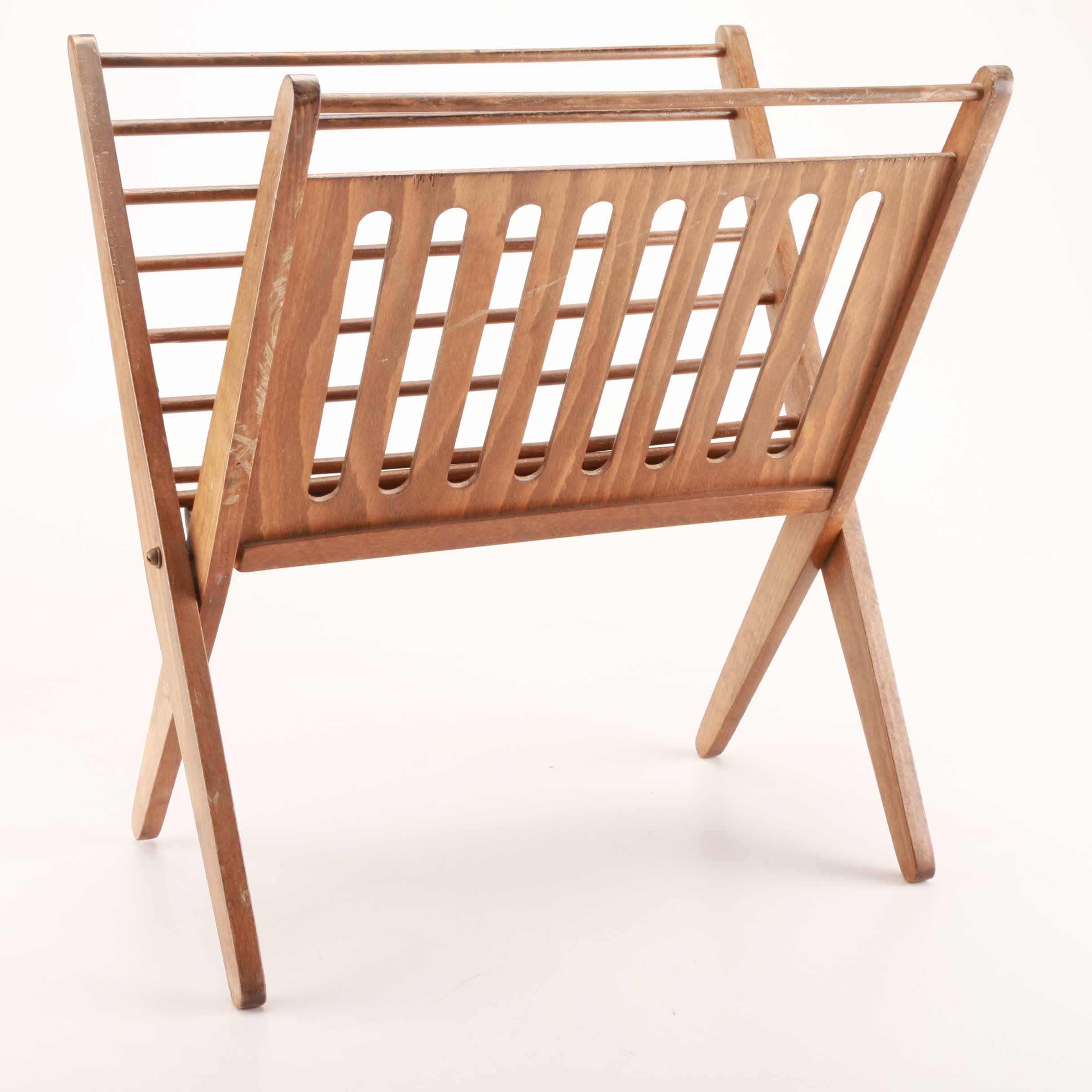 Wooden Folding Magazine Rack EBTH