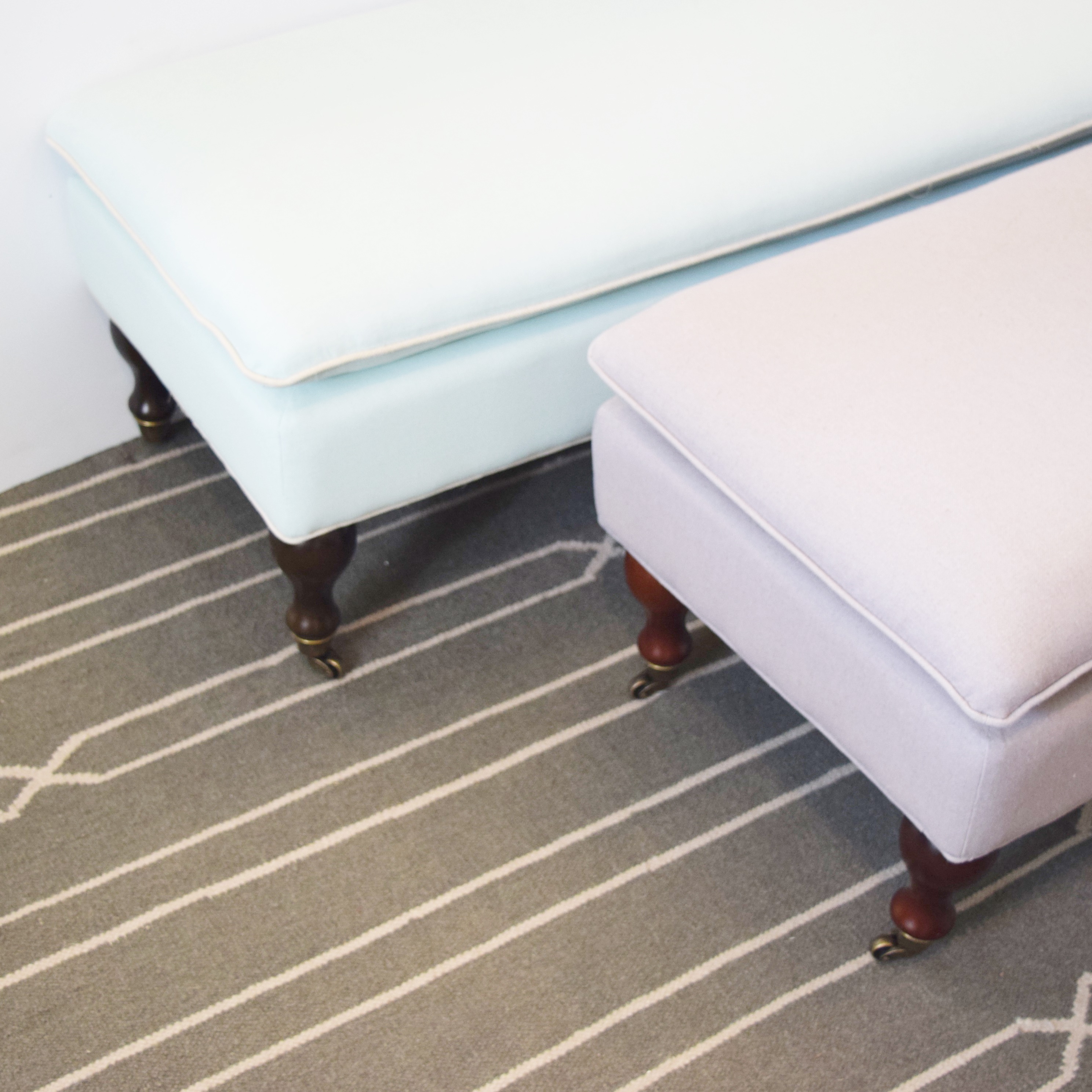 Pair of Upholstered Benches and a Throw Blanket EBTH