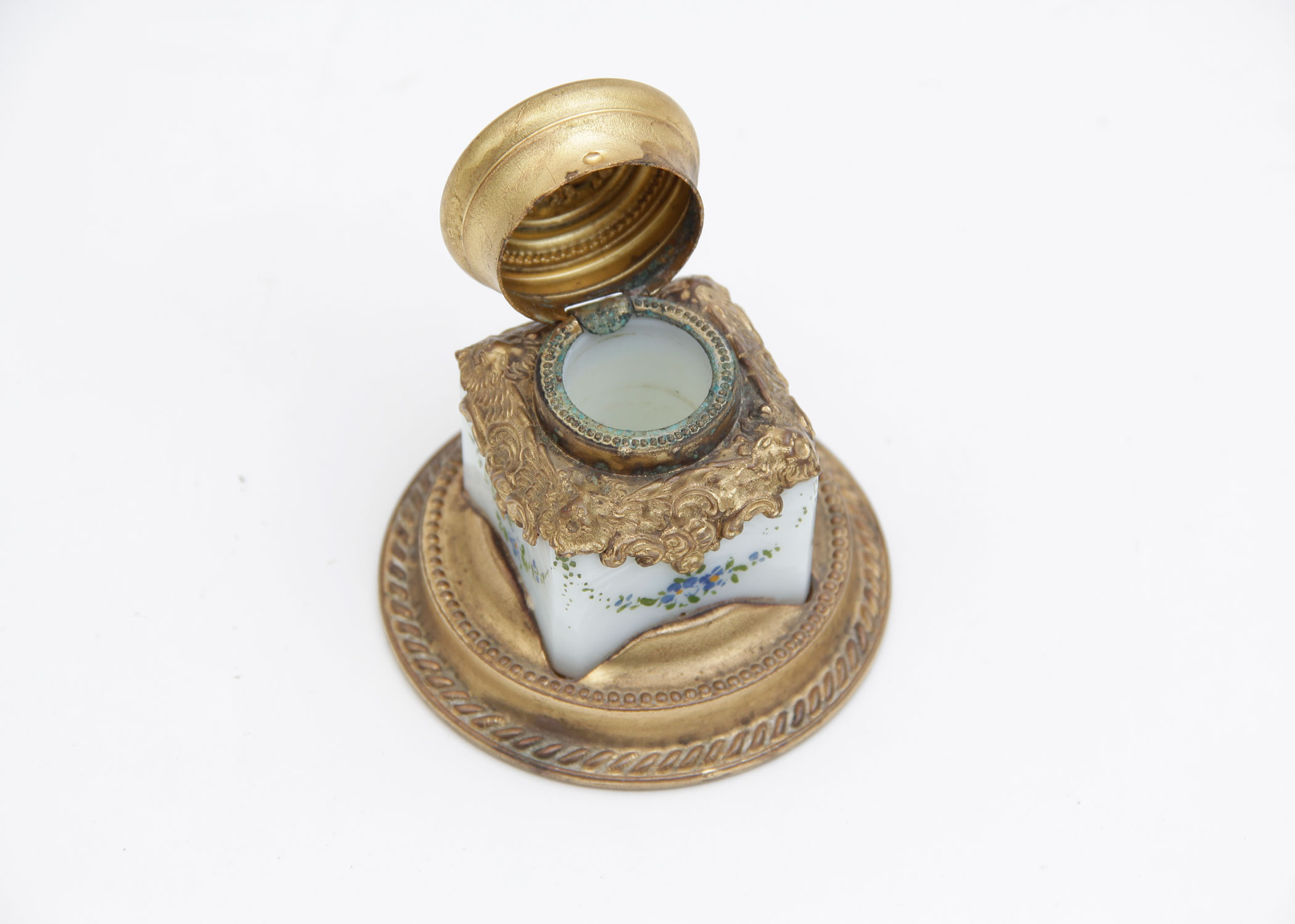 Antique Brass Ink Well Circa 1800's EBTH