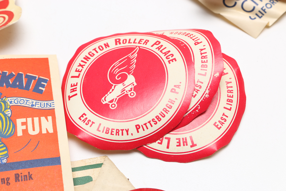 Large Collection of 1940s Roller Skating Decals and Patches EBTH