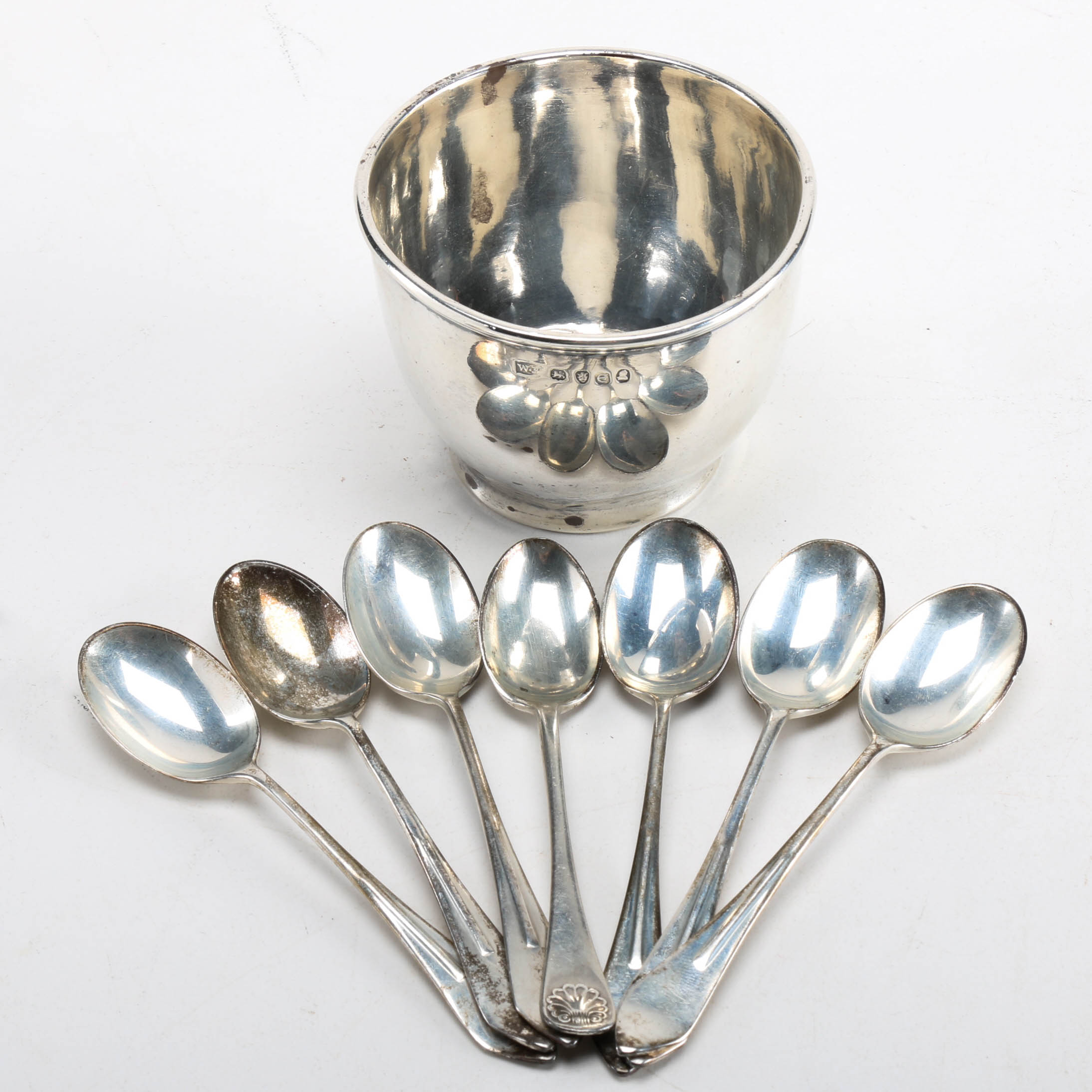 Sterling Silver 1820 Cup, James Dixon and Sons Spoons and More EBTH