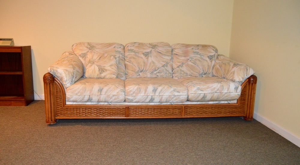 Bassett Sofa with Rattan Trim EBTH