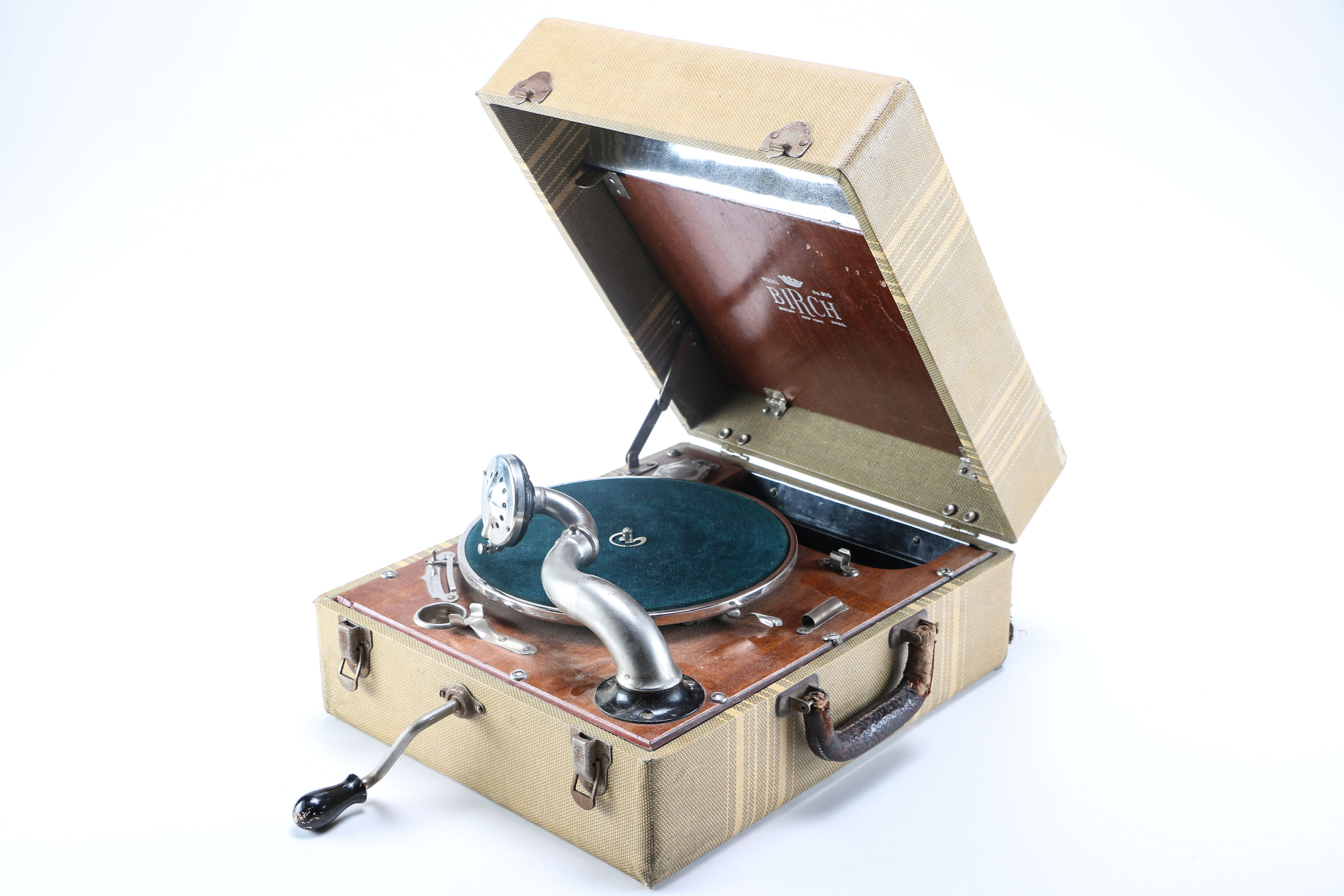 Birch Hand Crank Record Player EBTH