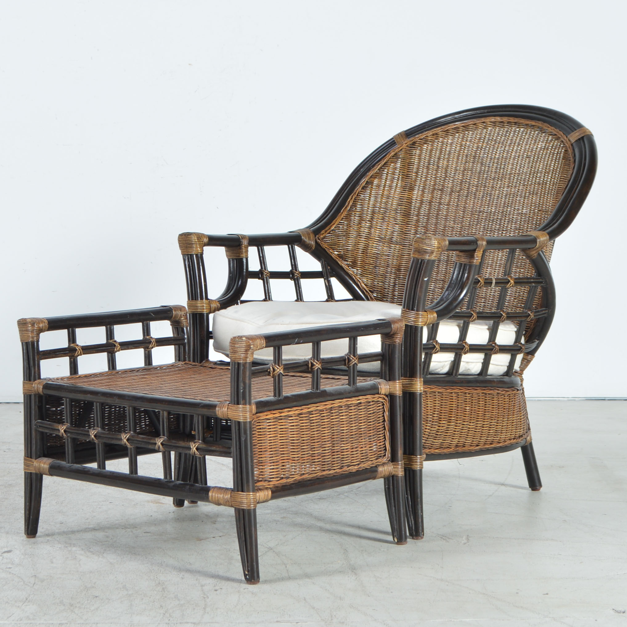 Wicker and Bamboo Chair and Ottoman EBTH