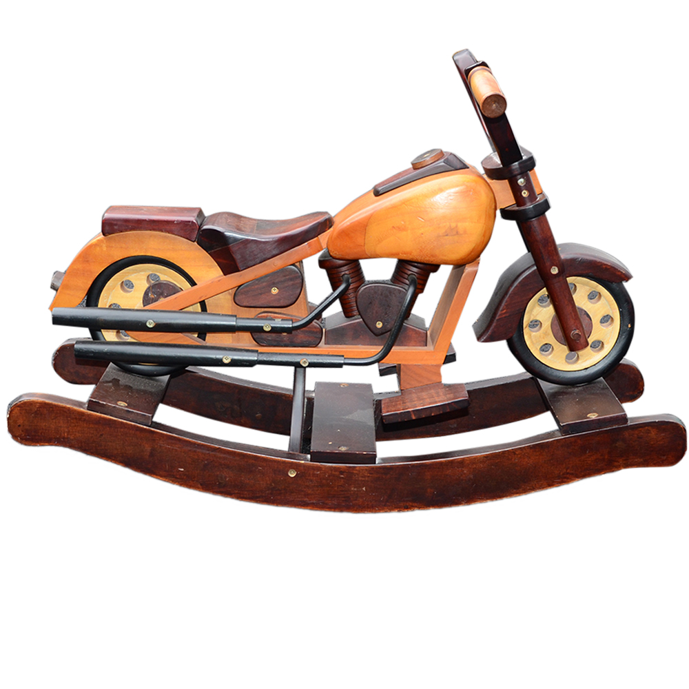 wooden rocking motorcycle