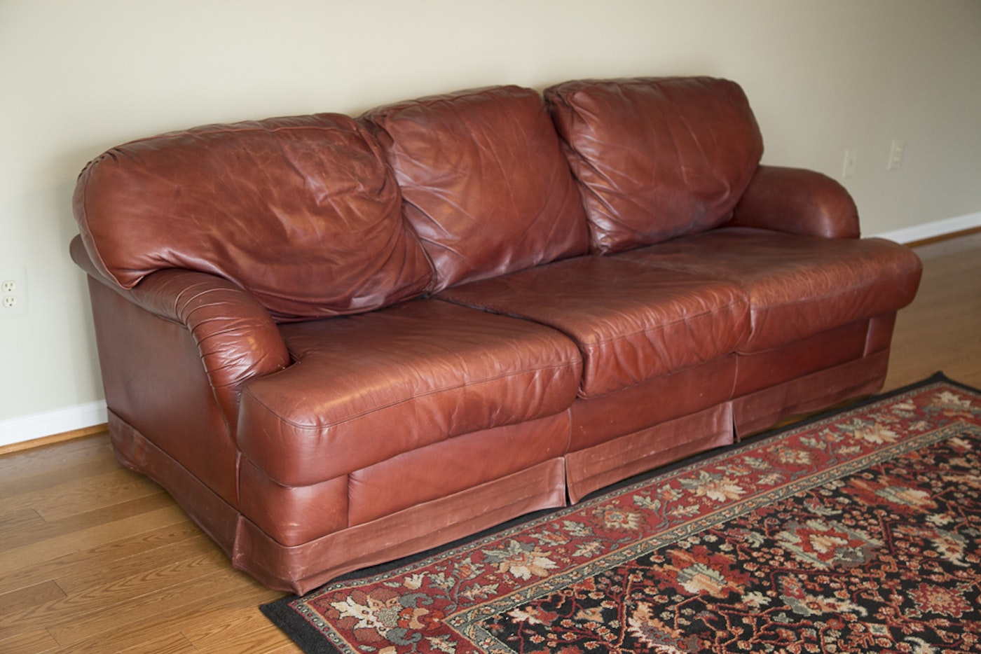 leather sofa with center console