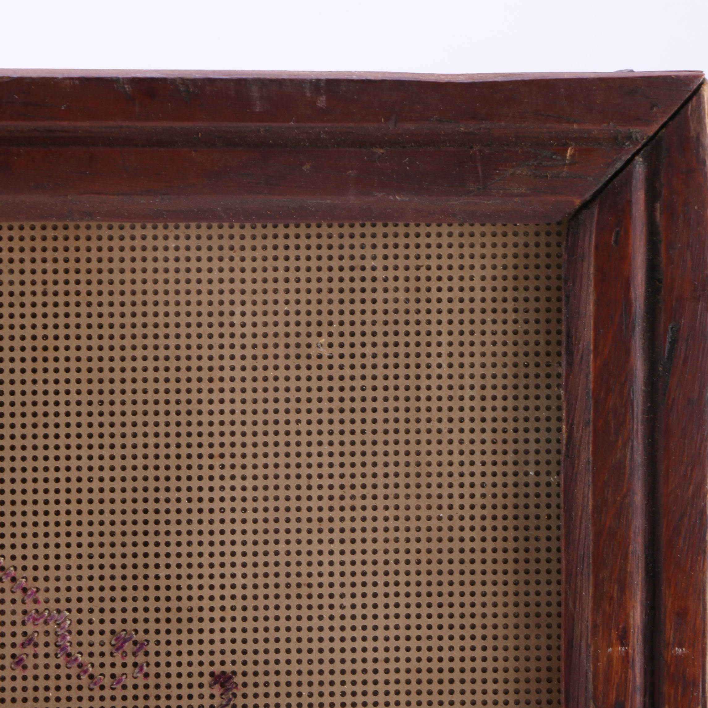 Pair of Antique Perforated Paper Needlework with Motto Designs EBTH