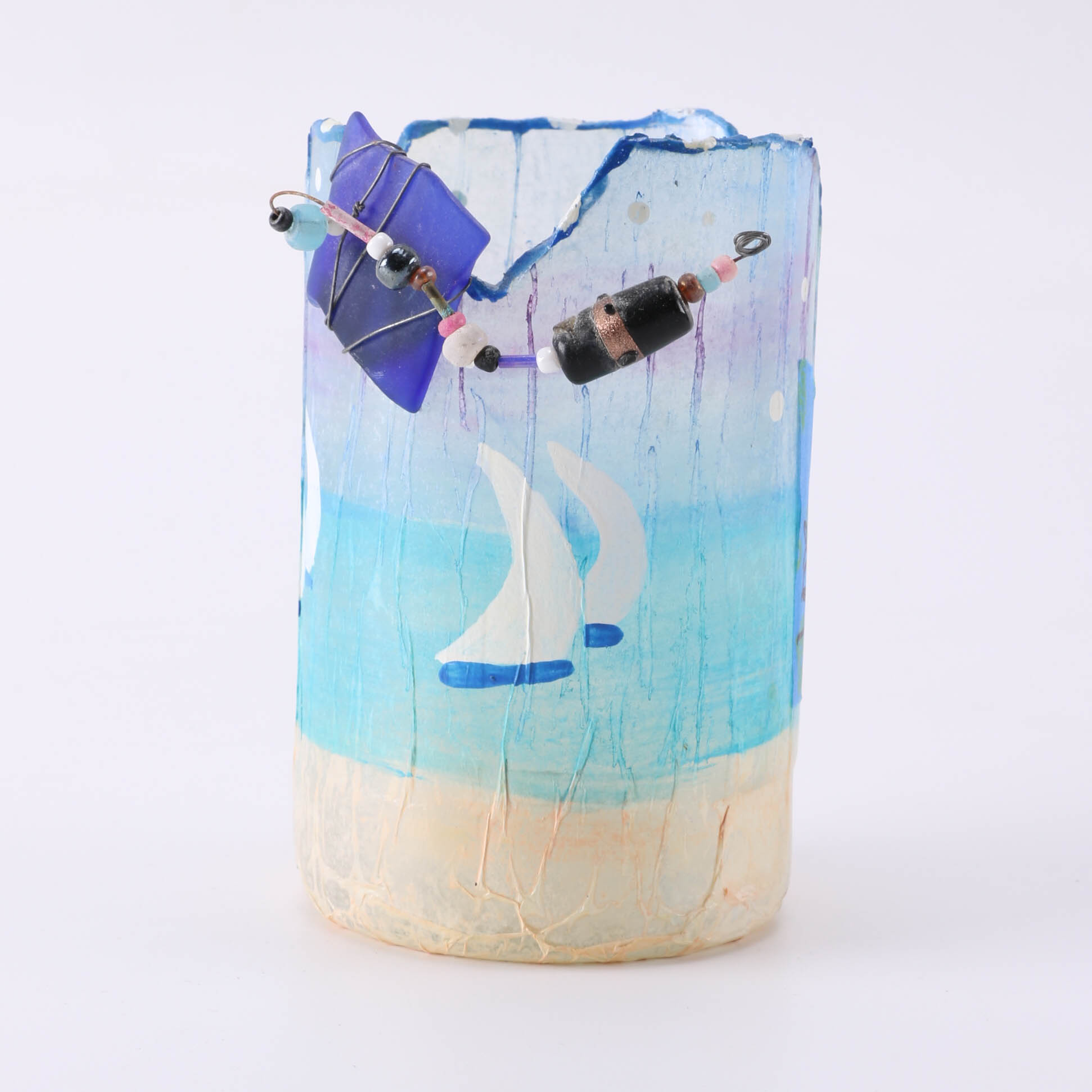 Abstract Paper Mache Glass Art Ebth