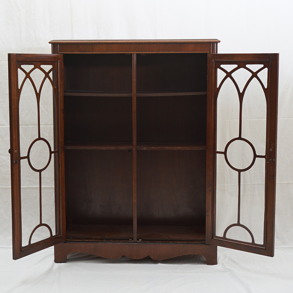 Antique Wood Bookcase with Glass Doors EBTH