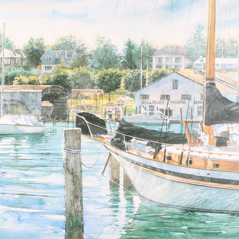 Kathleen Chaney Fritz Framed Giclee "Charlevoix Waterfront" EBTH