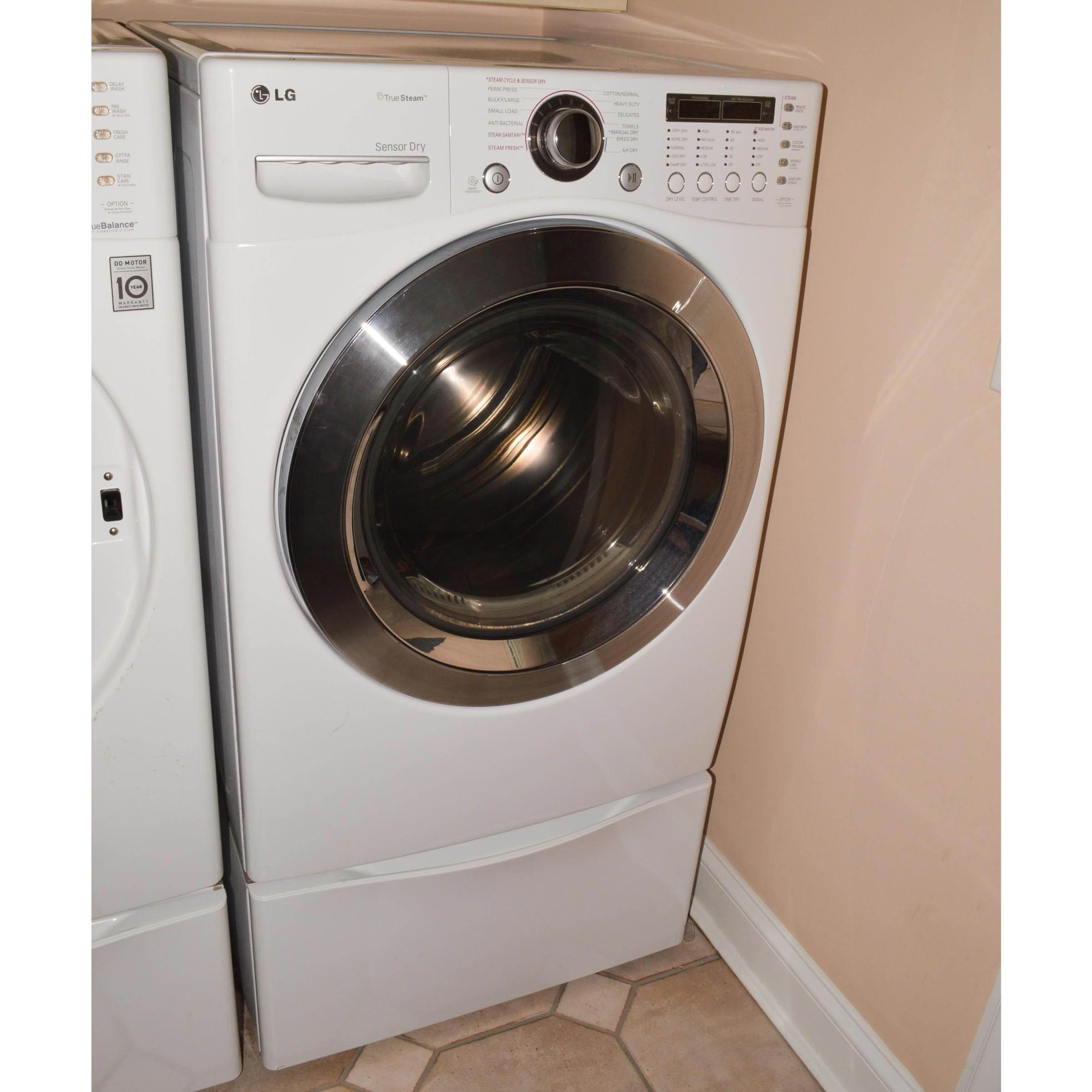LG TrueSteam Electric Dryer with Pedestal Base EBTH