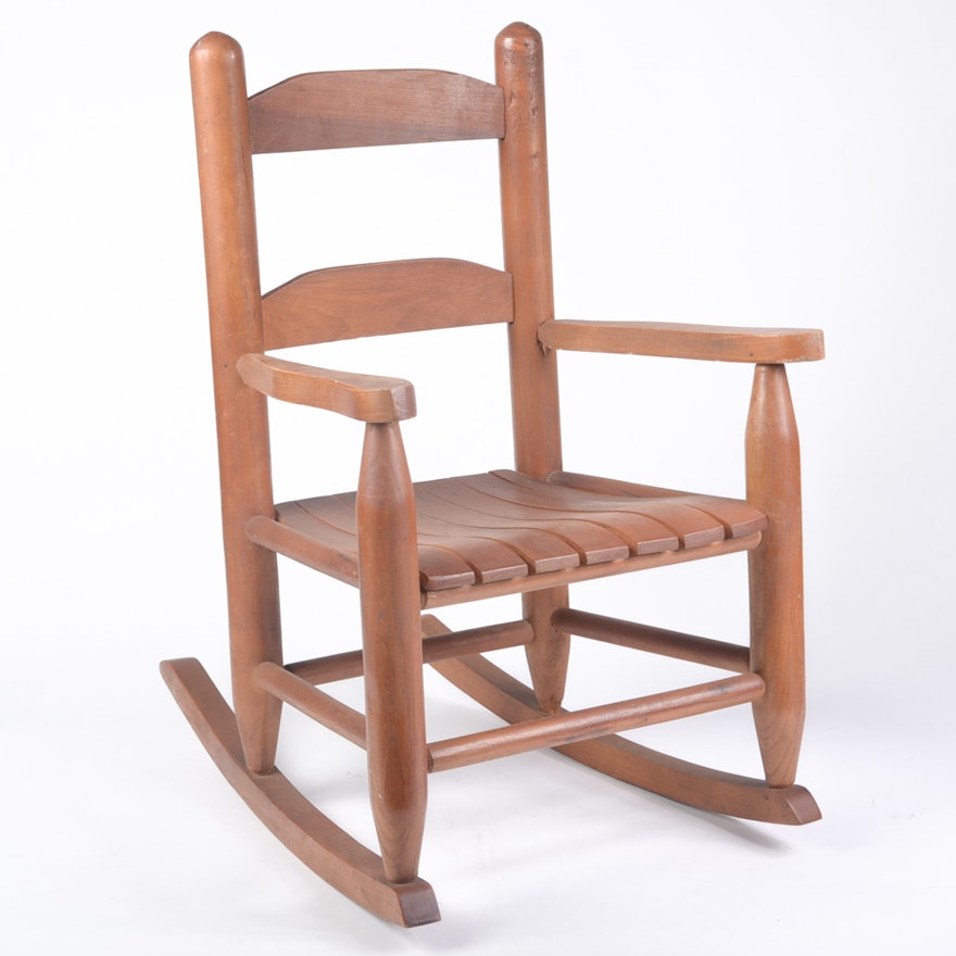 Child S Vintage Slat Seat Rocking Chair Ebth