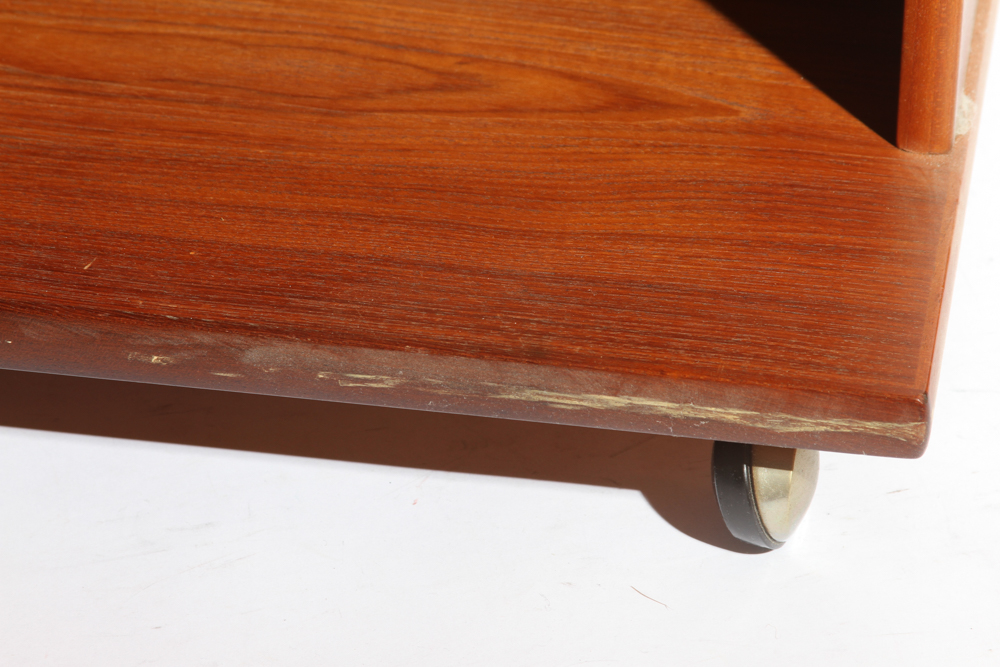 Solid Wood Rolling End Table with Drawer EBTH