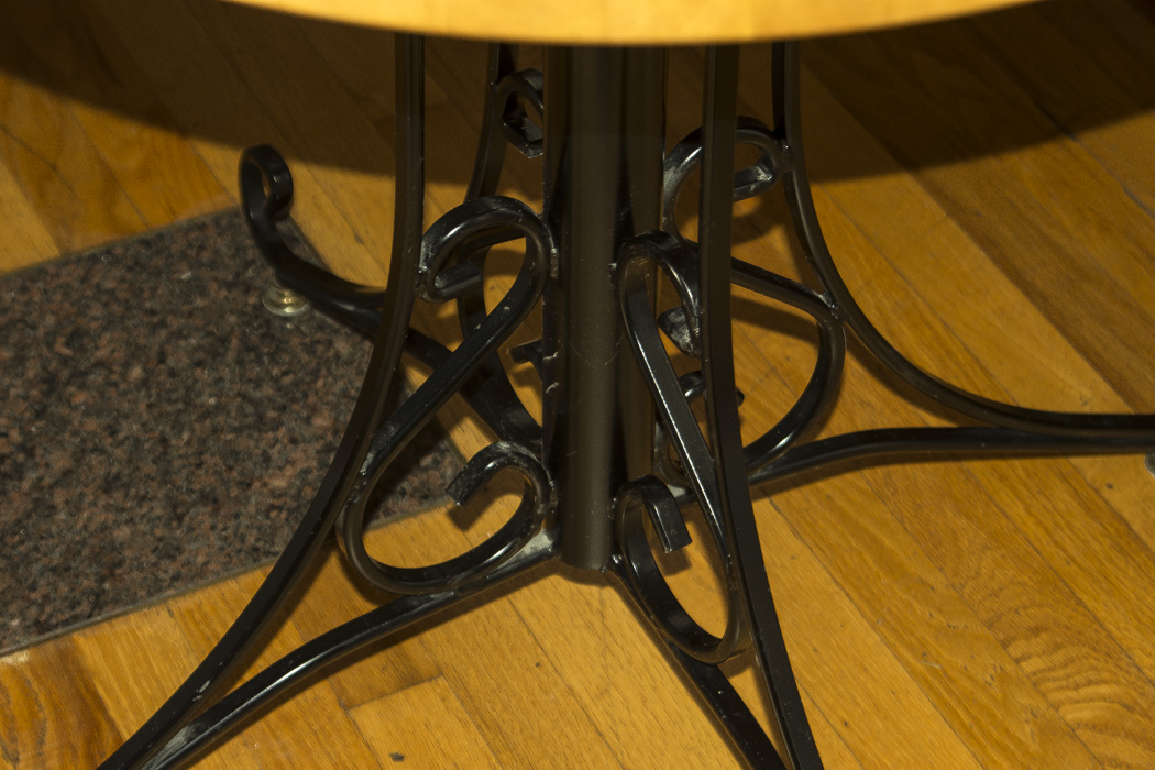 Oak Accent Table with Wrought Iron Legs EBTH