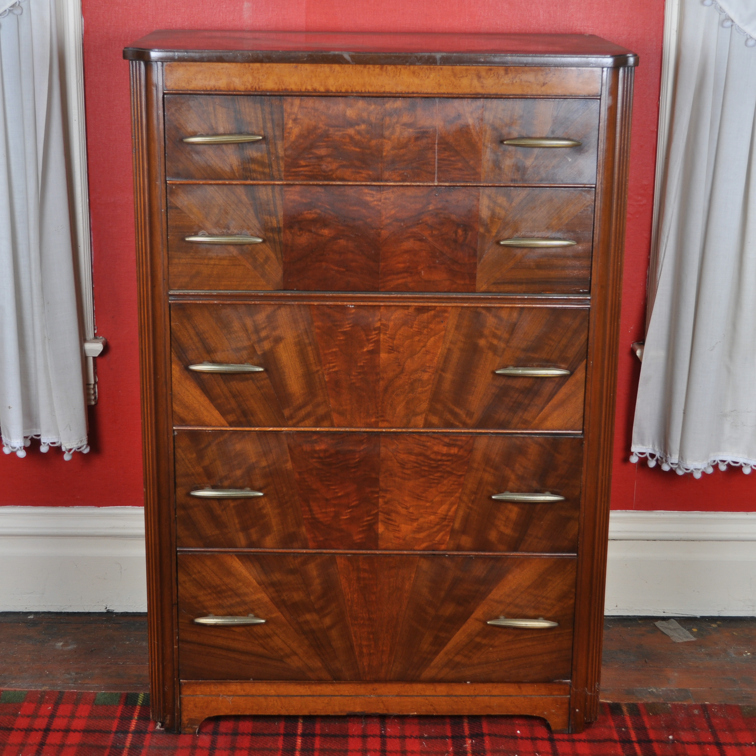 Vintage Art Deco Style Mahogany Tall Chest of Drawers EBTH