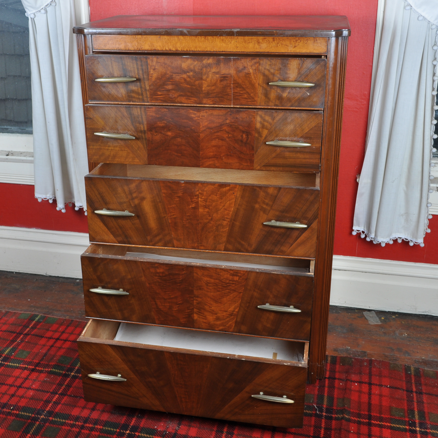 Vintage Art Deco Style Mahogany Tall Chest of Drawers EBTH