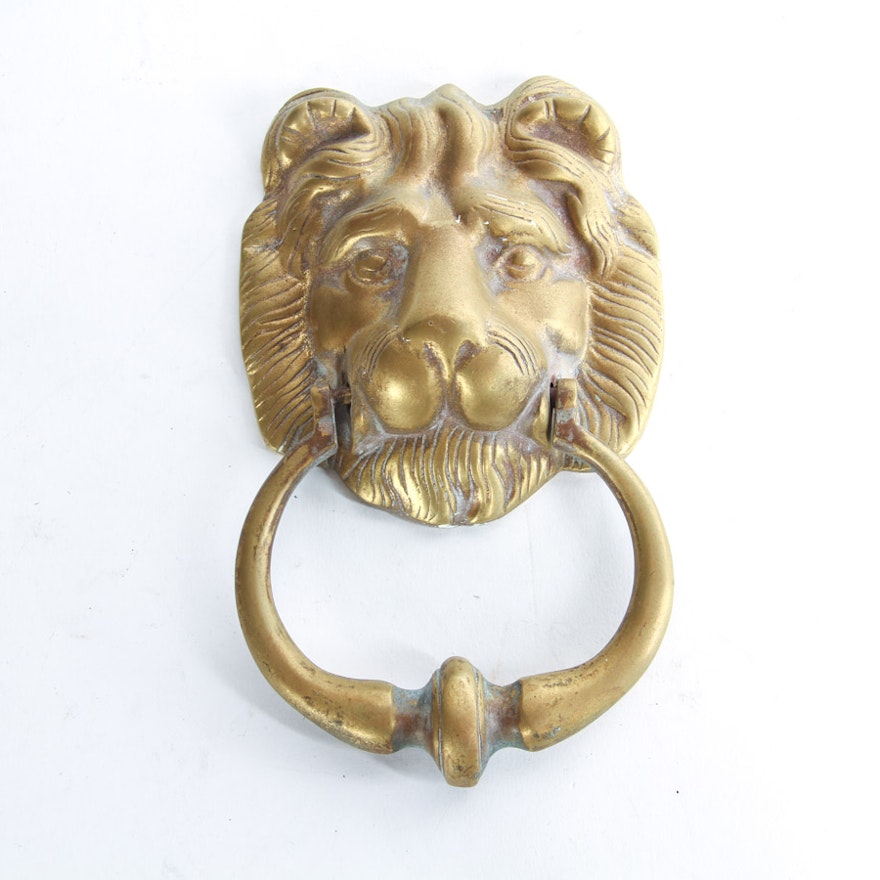 Vintage Brass Lion Head Door Knocker : EBTH Vintage Brass Lion Head Door Knocker ... - Vintage Brass Lion Head Door Knocker : EBTH