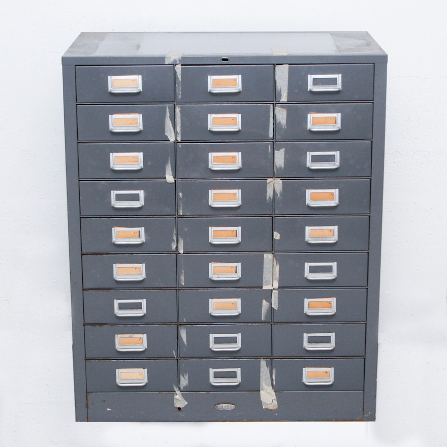 1940s Cole Steel 27 Drawer Industrial Card Cabinet Ebth
