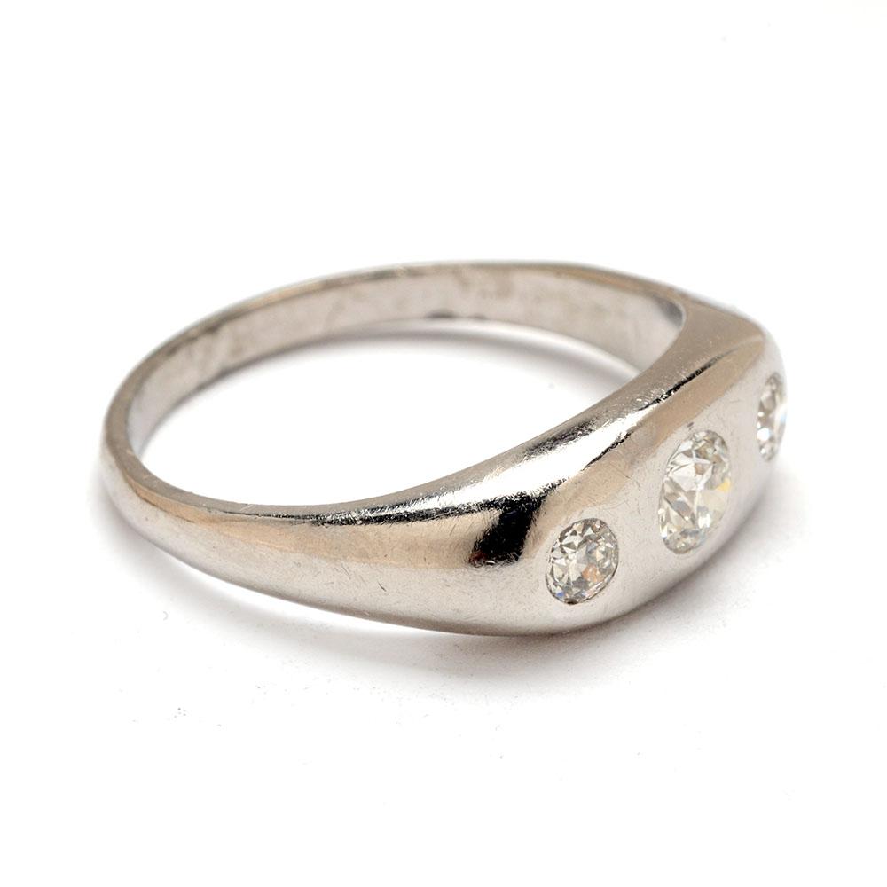 Platinum FlushSet Three Diamond Ring EBTH