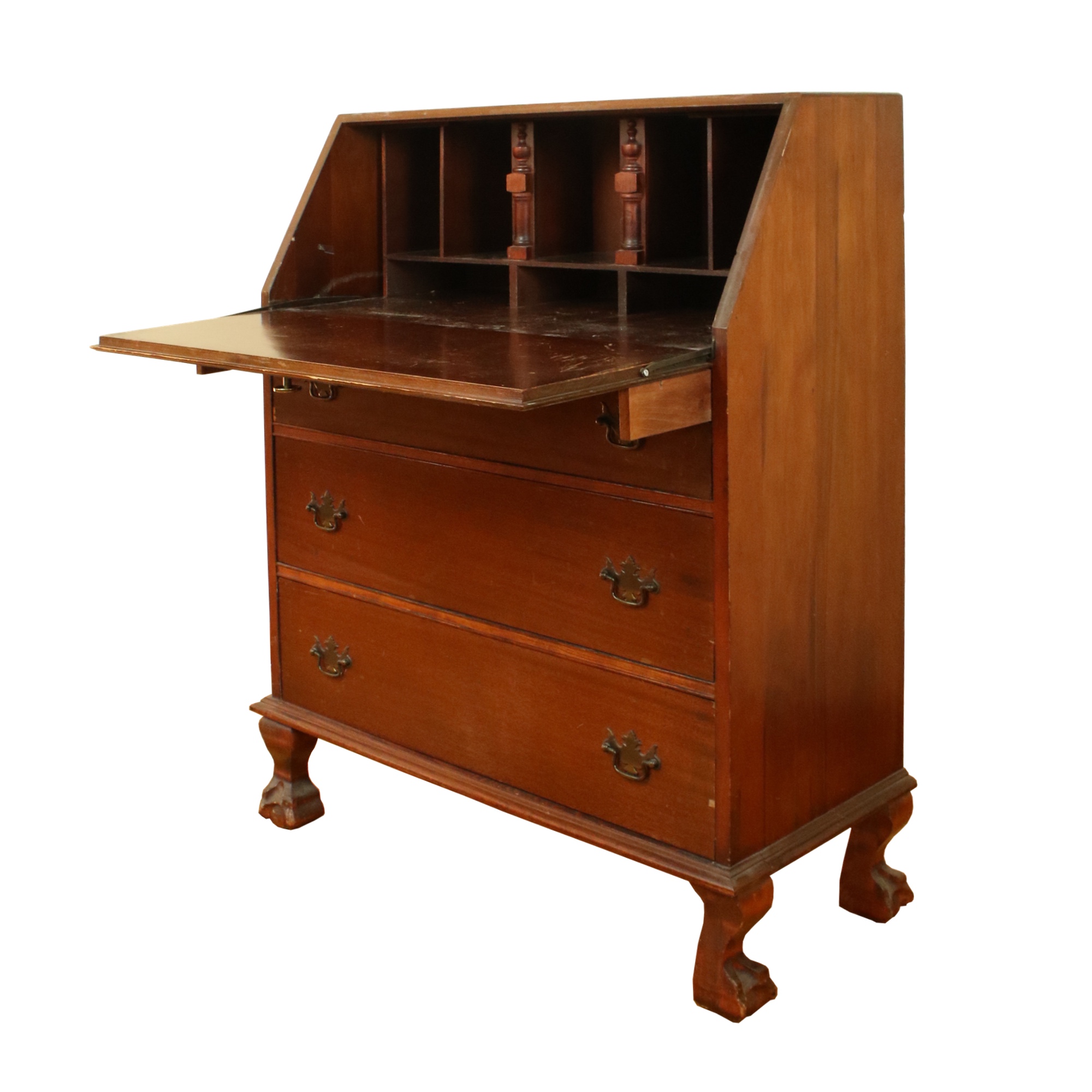 Vintage Chippendale Style Slant Front Desk Ebth