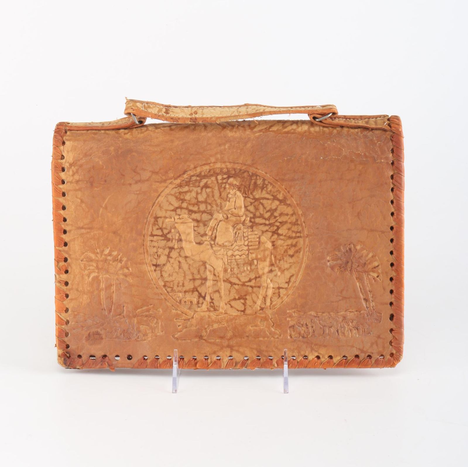 Egyptian Themed Tooled Leather Clutch EBTH
