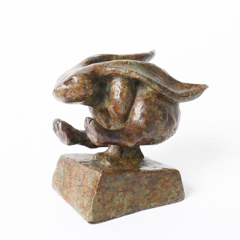 Bronze Rabbit Sculpture "Full Throttle" by GE Omer EBTH