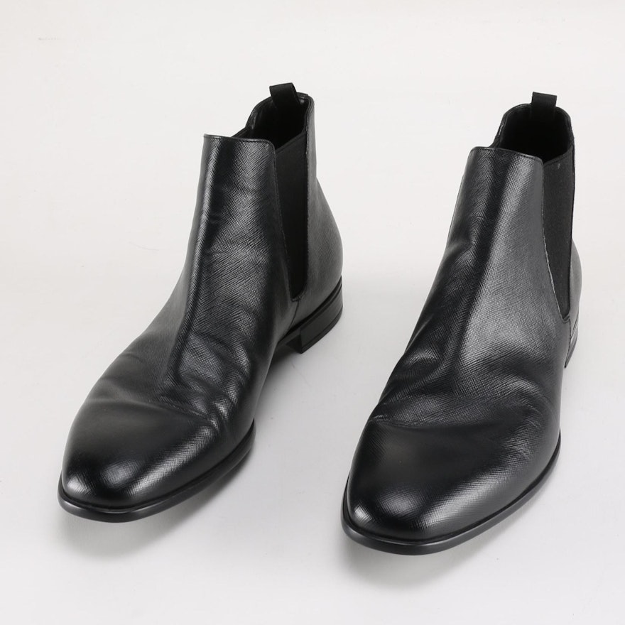 Men's Prada Saffiano Leather Chelsea Boots Size 10 | EBTH