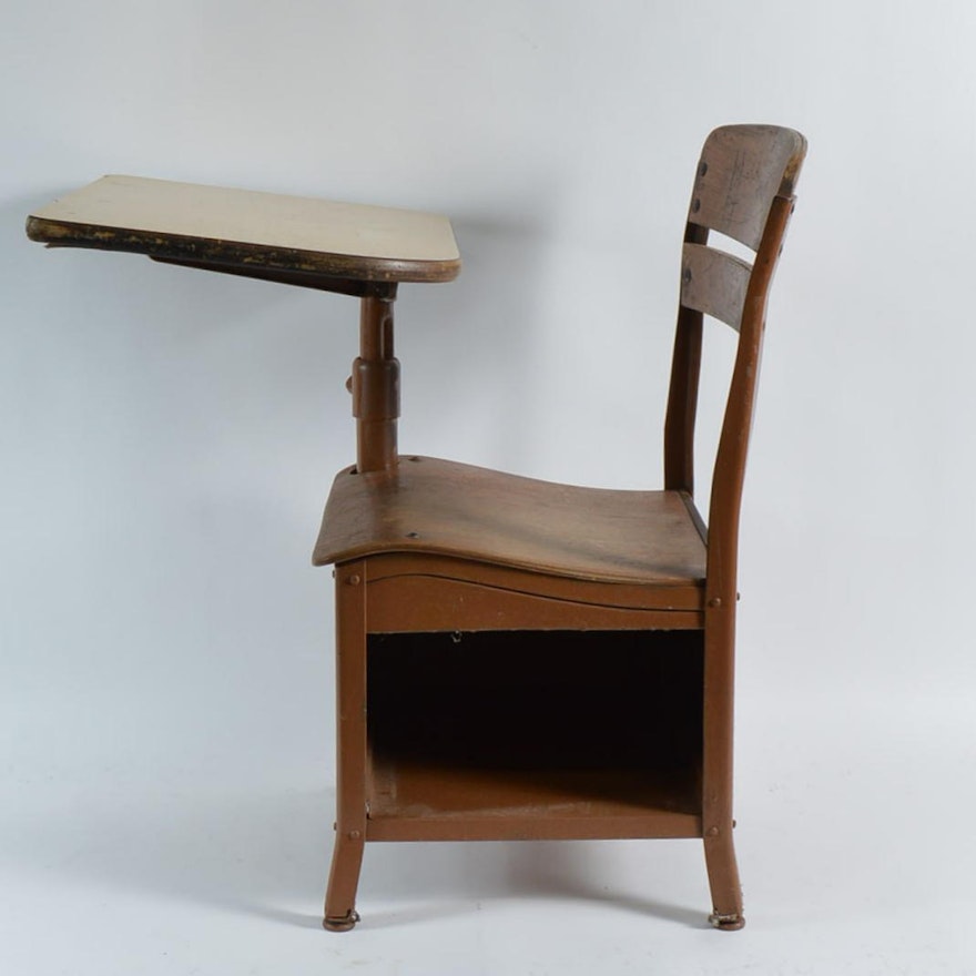 Vintage Wooden School Desk Ebth
