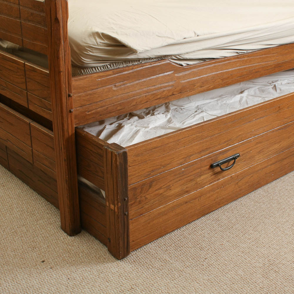 Vintage Brandt Ranch Oak Twin Trundle Bed EBTH