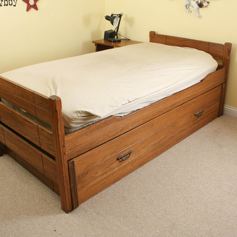 Vintage Brandt Ranch Oak Twin Trundle Bed EBTH