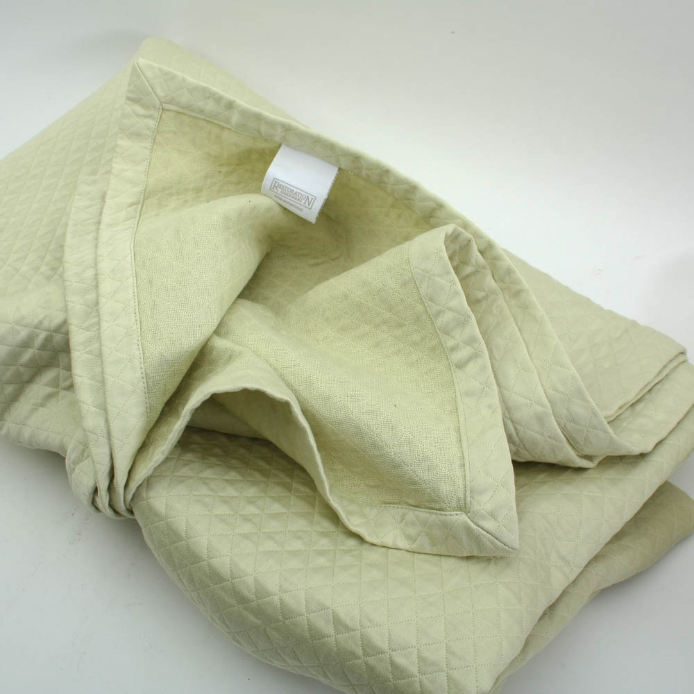 Restoration Hardware Lime Green Diamond Quilted Coverlet and Shams EBTH