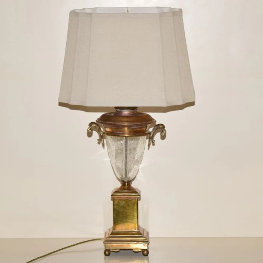 Chapman Brass and Bubble Glass Table Lamp : EBTH