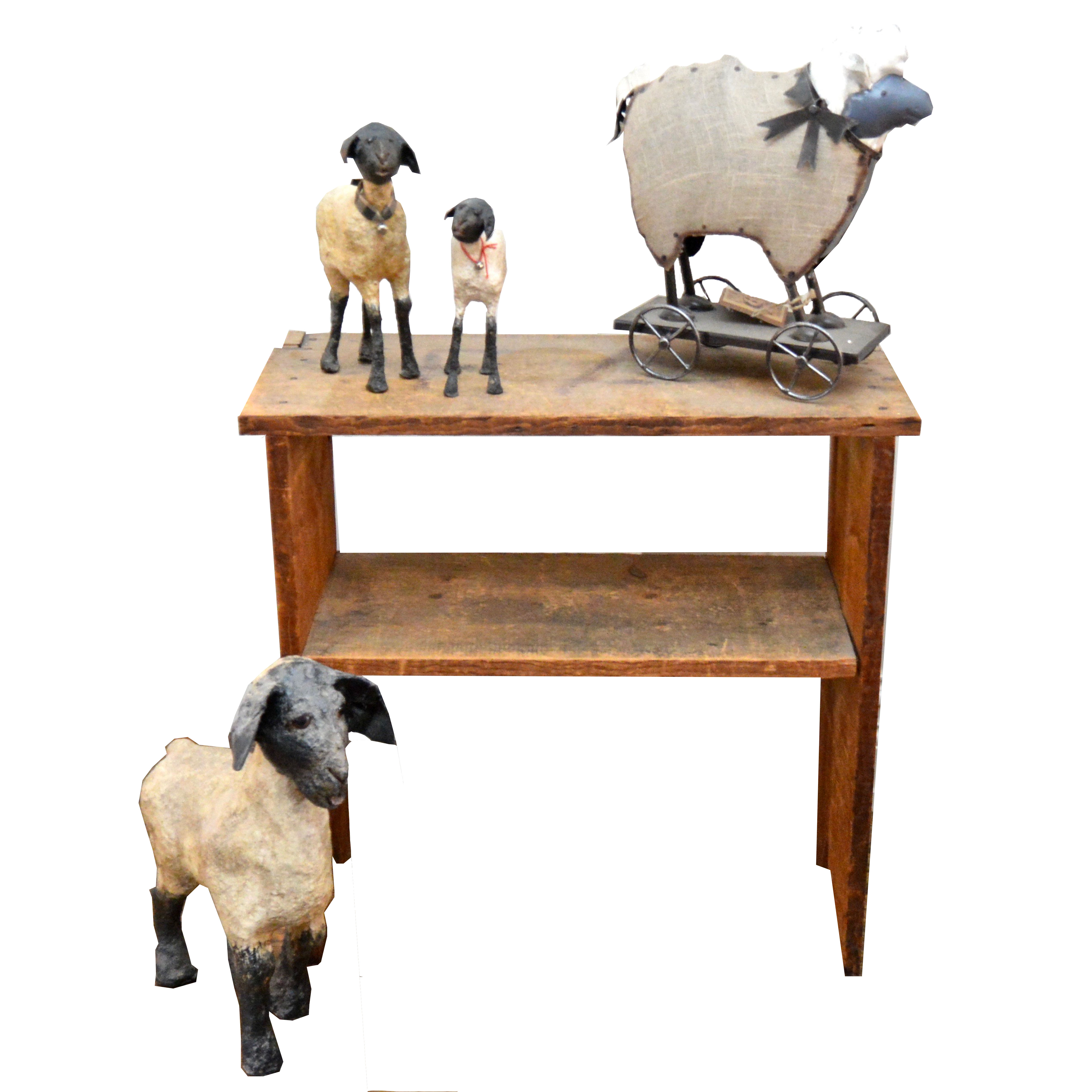 Primitive Bookcase And Sheep Decor Ebth