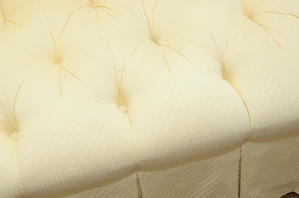 Contemporary Pale Yellow ButtonTufted Sofa EBTH
