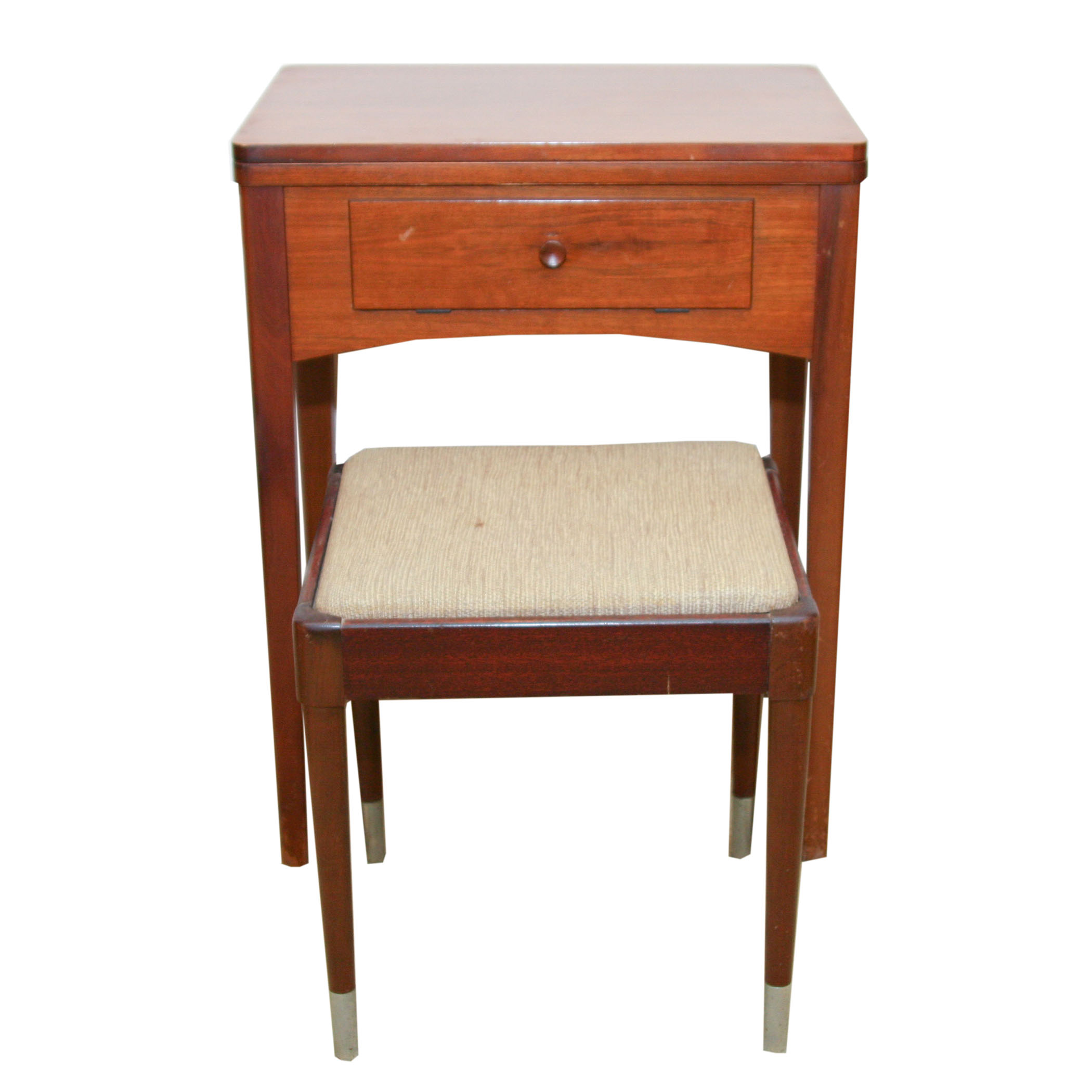 1956 Singer Sewing Machine In Cabinet With Stool And Supplies Ebth