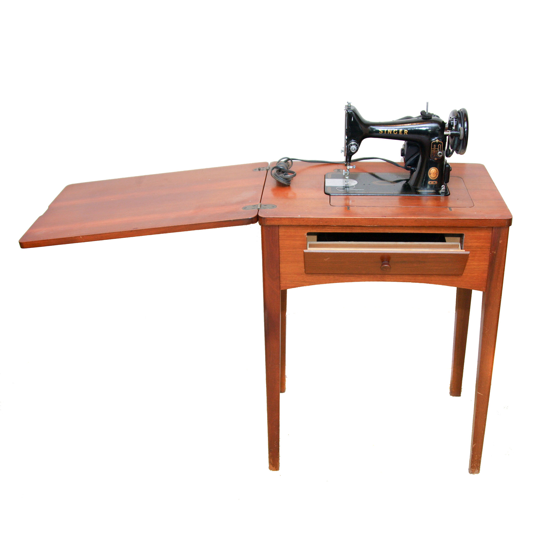 1956 Singer Sewing Machine in with Stool and Supplies EBTH