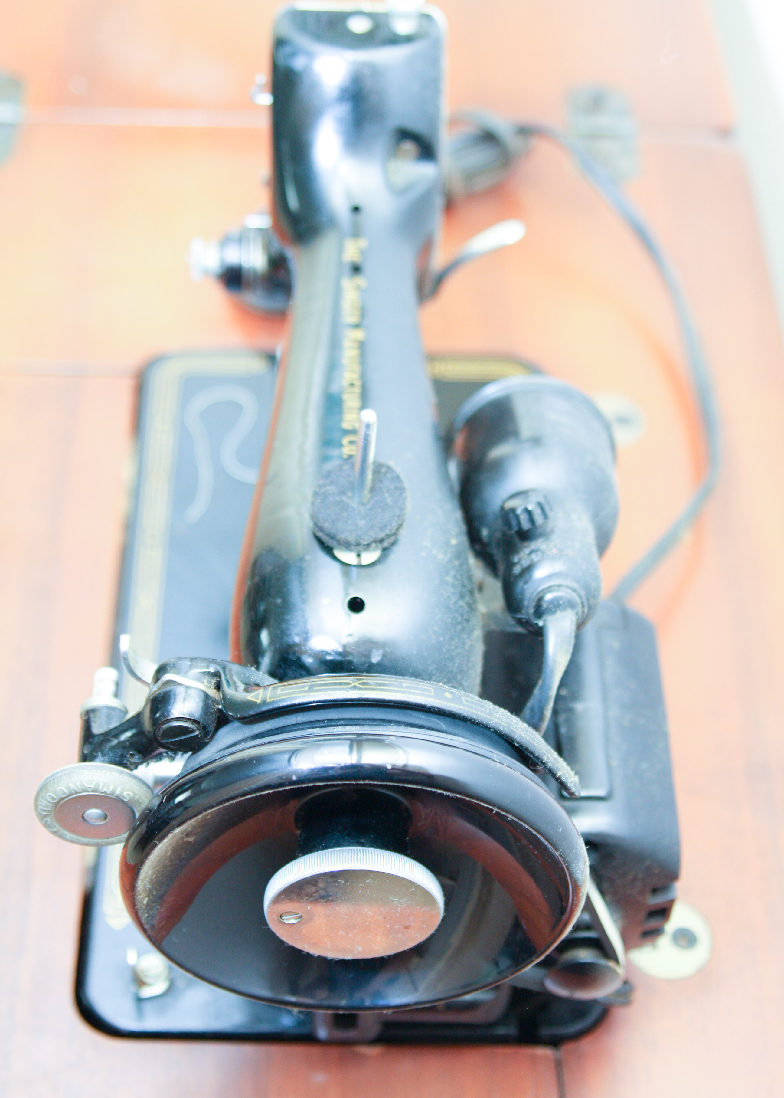 1956 Singer Sewing Machine in with Stool and Supplies EBTH