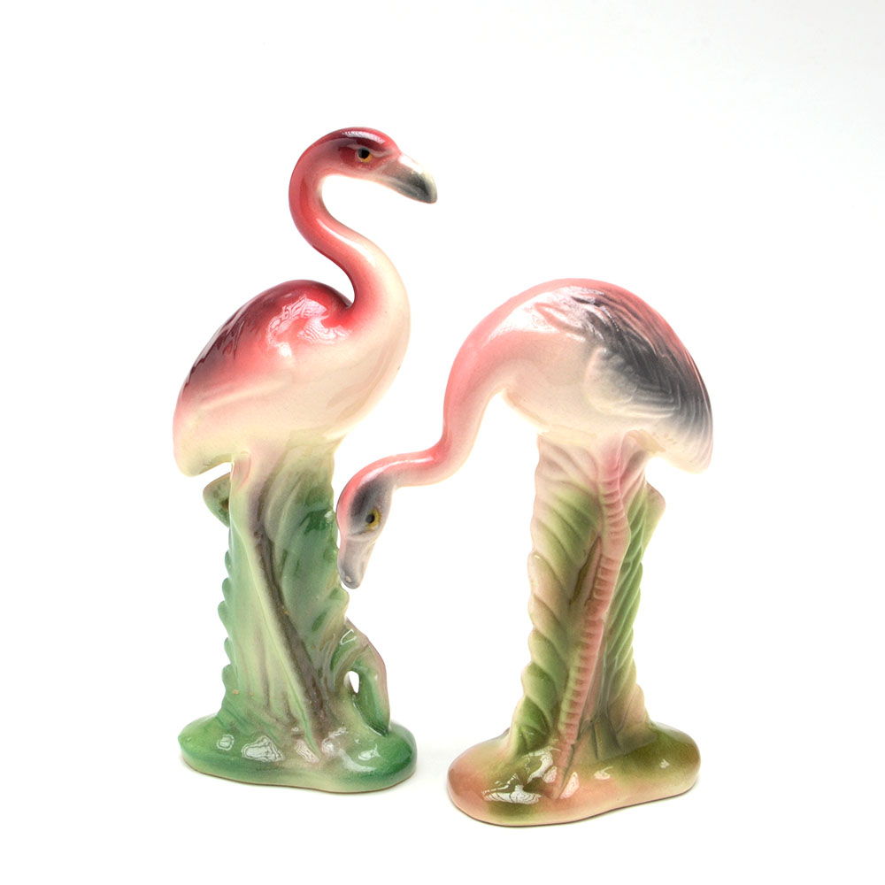 Two Vintage Ceramic Flamingo Figurines : EBTH