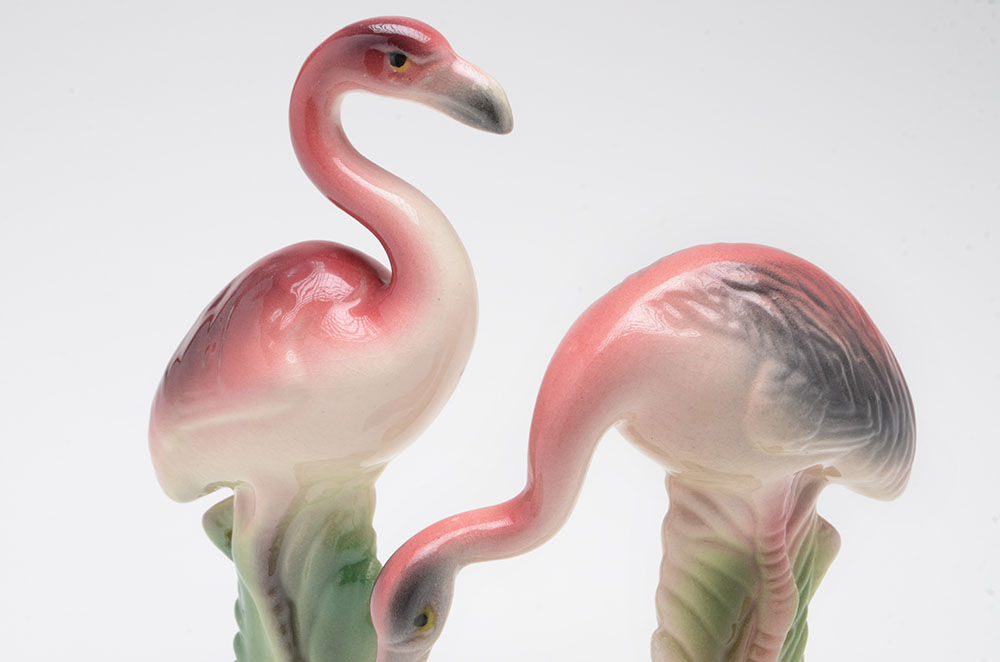 Two Vintage Ceramic Flamingo Figurines EBTH