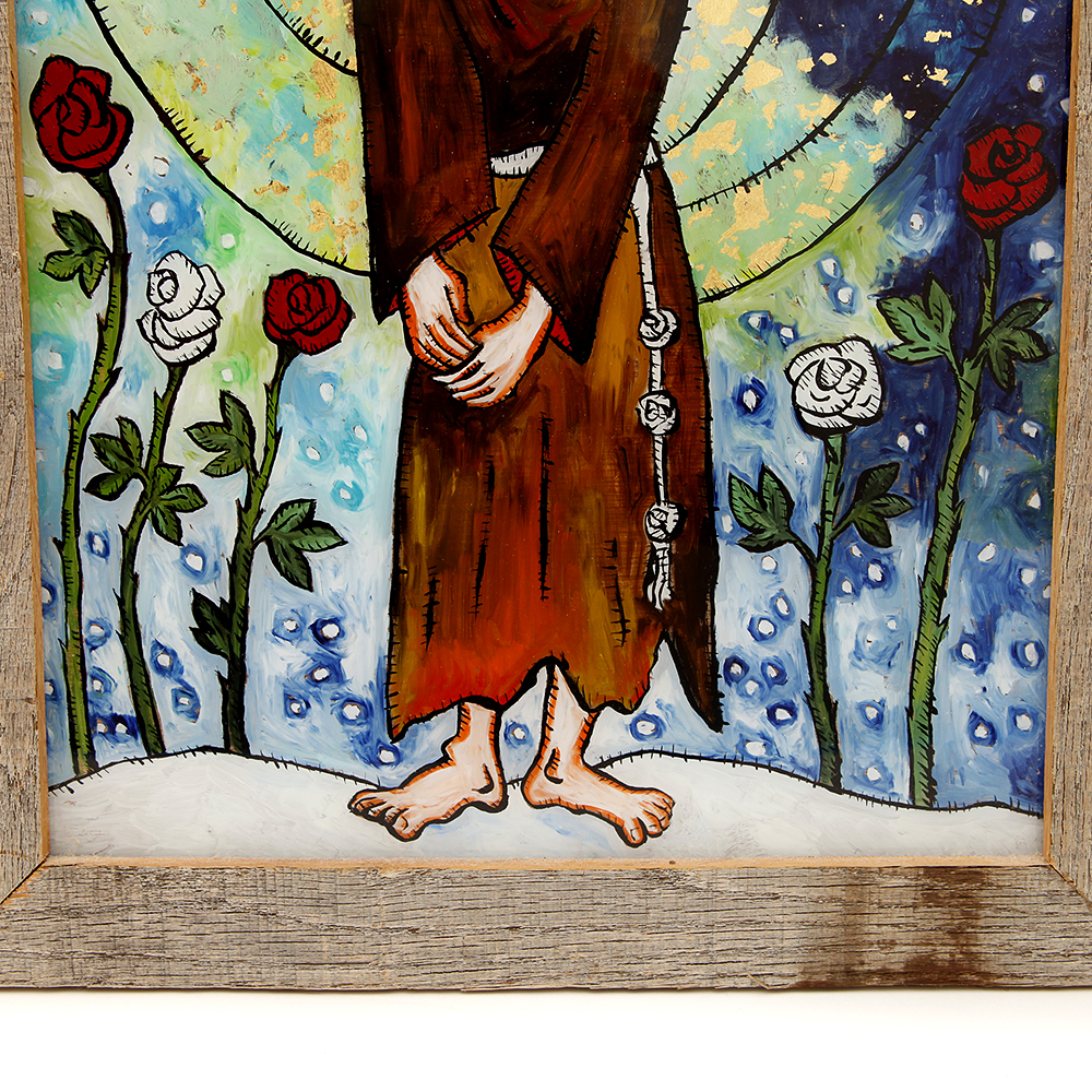 Elaine Lasky Painting on Glass "Saint Francis of Assisi Miracle of