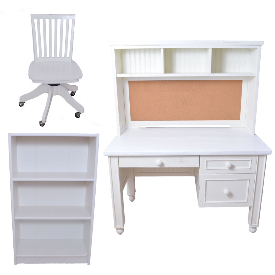 Pottery Barn Kids Desk With Matching Chair And Bookshelf Ebth