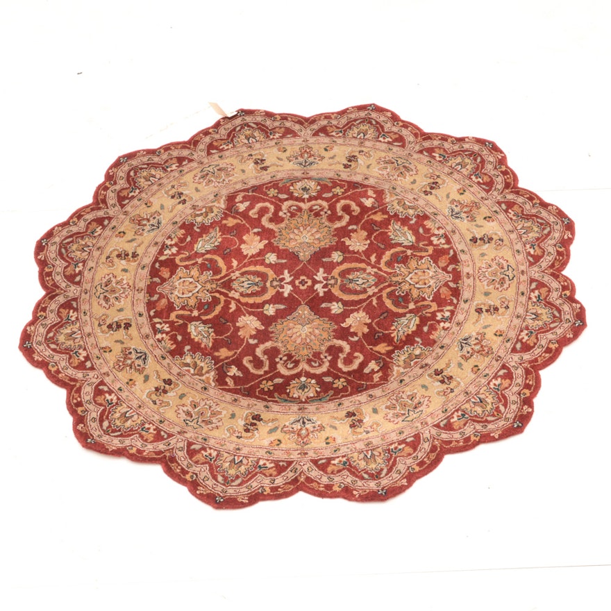 Rug Gallery Round Scalloped Persian Style Wool Rug EBTH