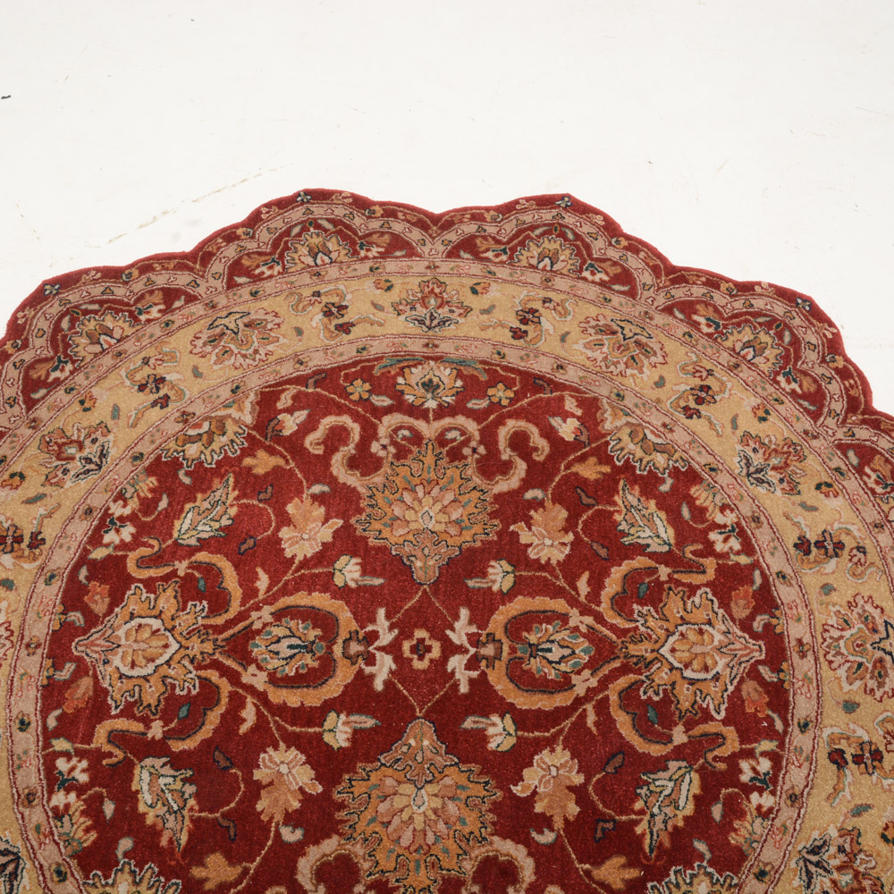 Rug Gallery Round Scalloped Persian Style Wool Rug EBTH