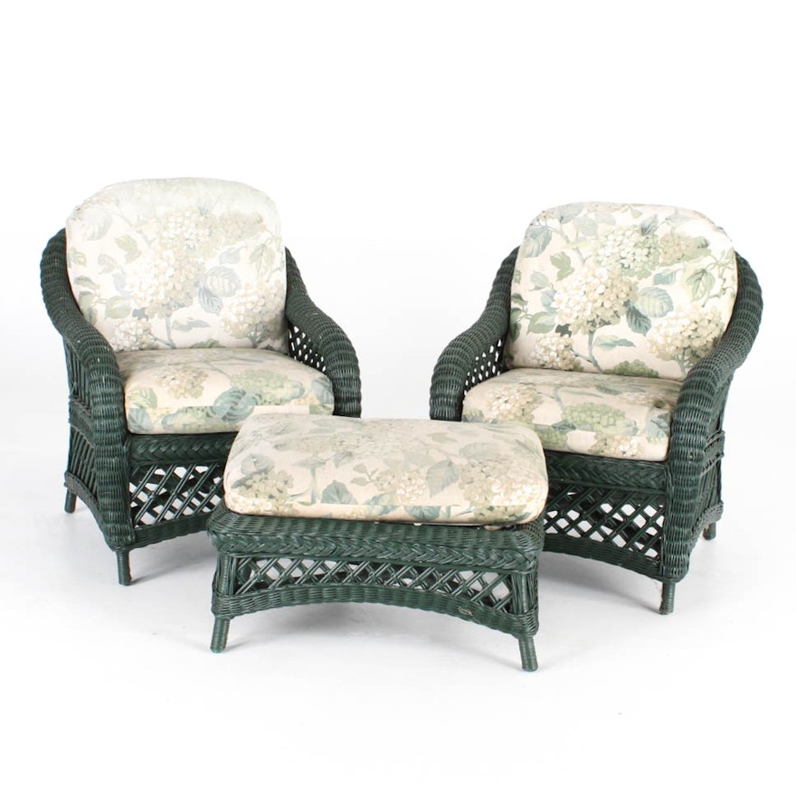 Henry Link Wicker Chairs And Ottoman Ebth