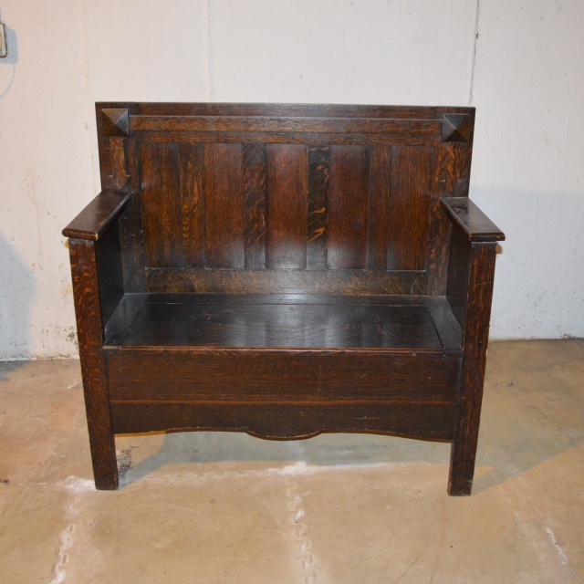 Antique Mission Style Oak Bench EBTH