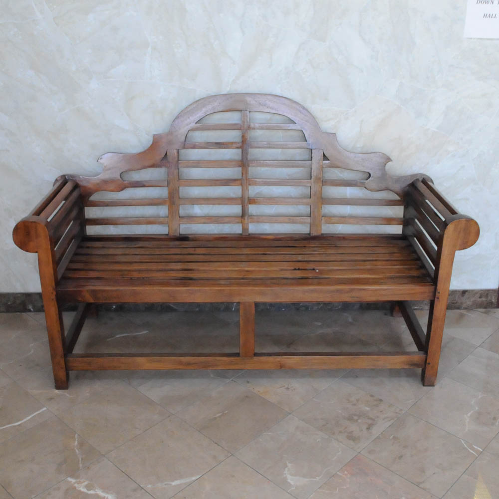 Camelback Wood Slat Bench Ebth