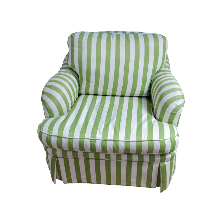 Green and White Striped Club Chair : EBTH