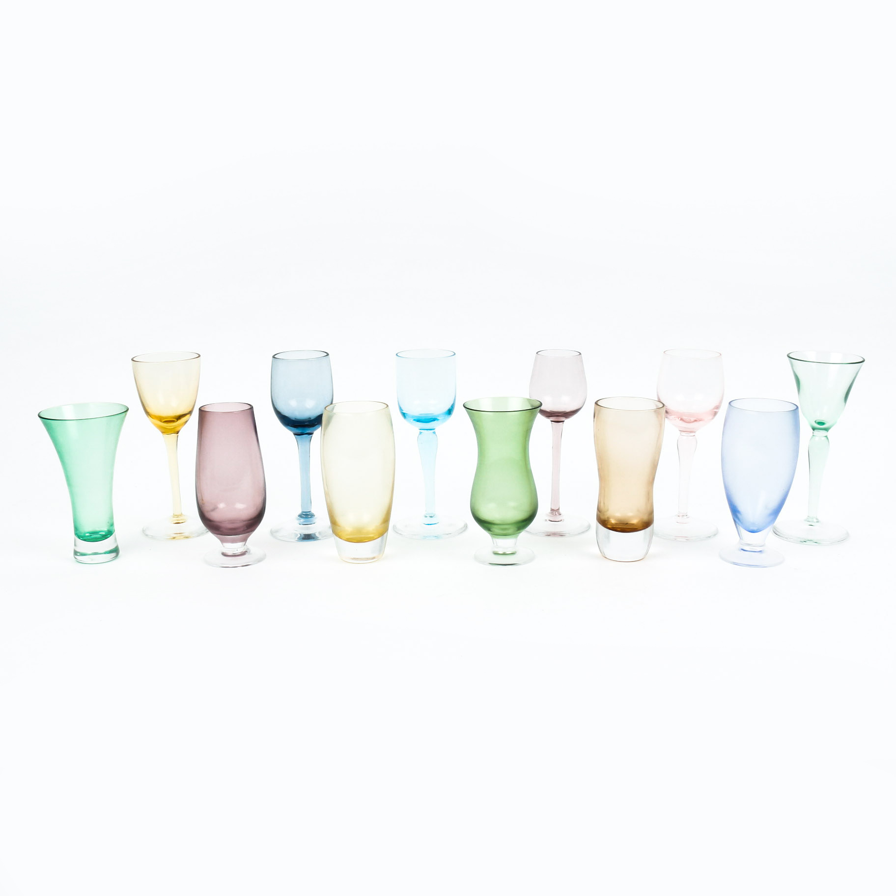 Set of Miniature Colored Glass Cordials EBTH